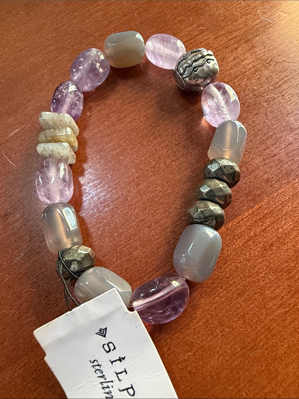 Silpada Lavender and multi stones Beaded Sterling Silver Stretch Bracelet